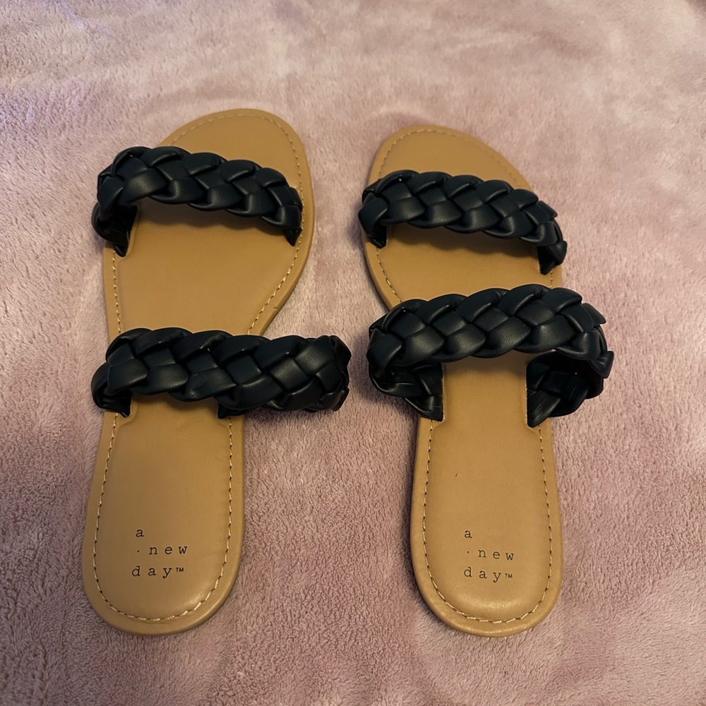 Target A New Day Black Braided Sandal Size 9 Wide NWOT
